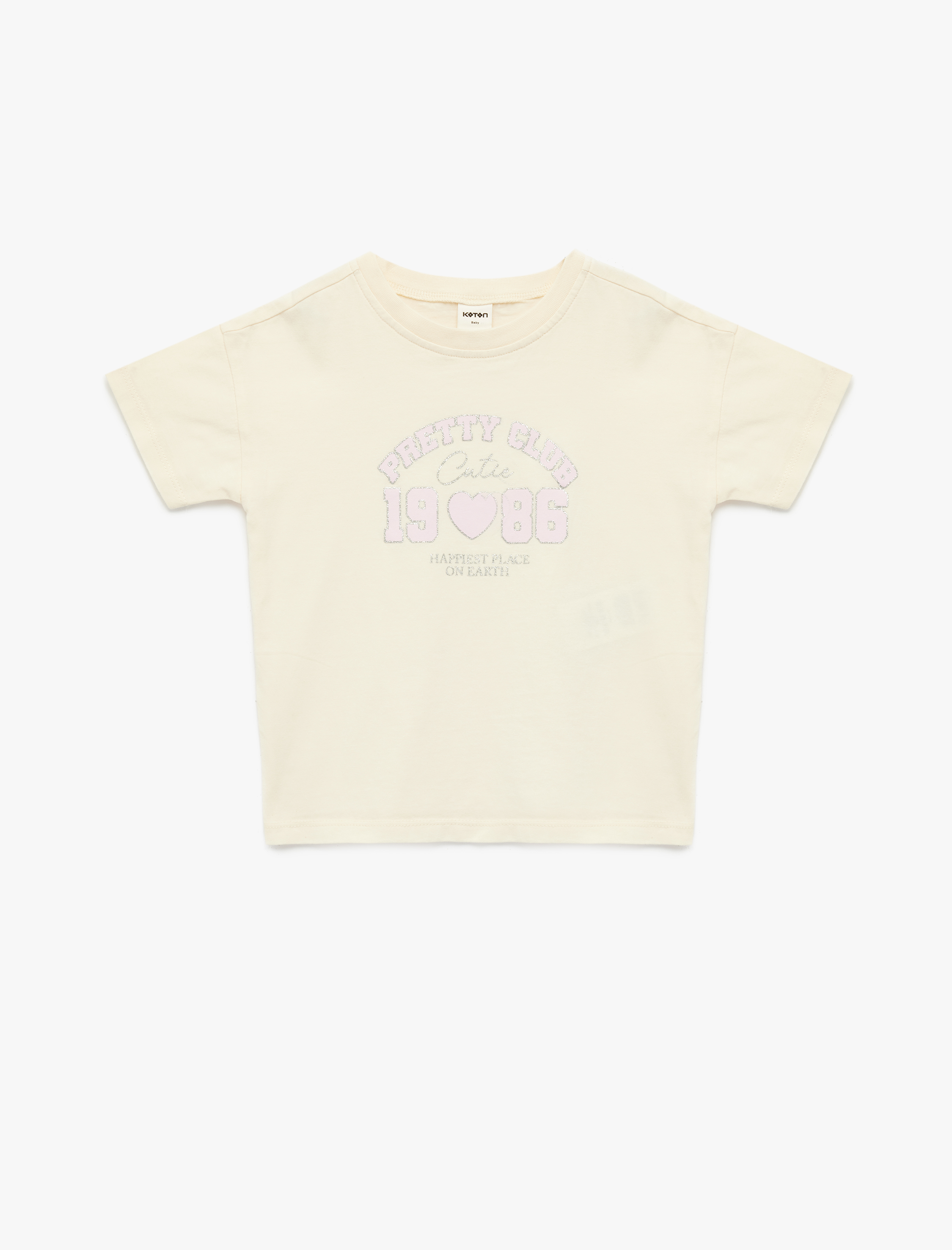  Kız Bebek Pamuklu Baskılı Kısa Kollu Bisiklet Yaka Tişört