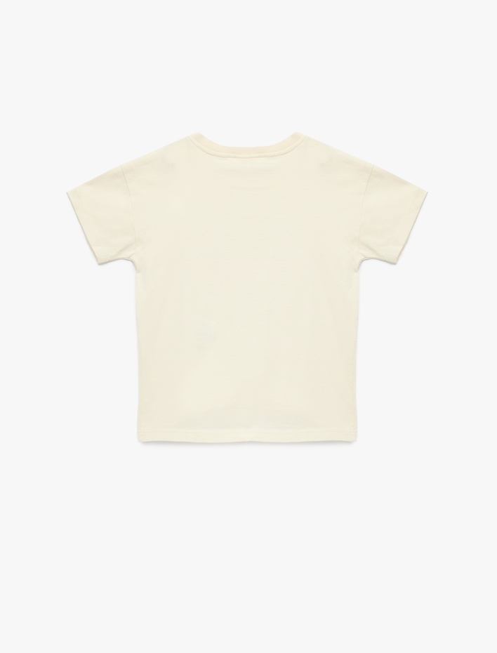 Kız Bebek Pamuklu Baskılı Kısa Kollu Bisiklet Yaka Tişört
