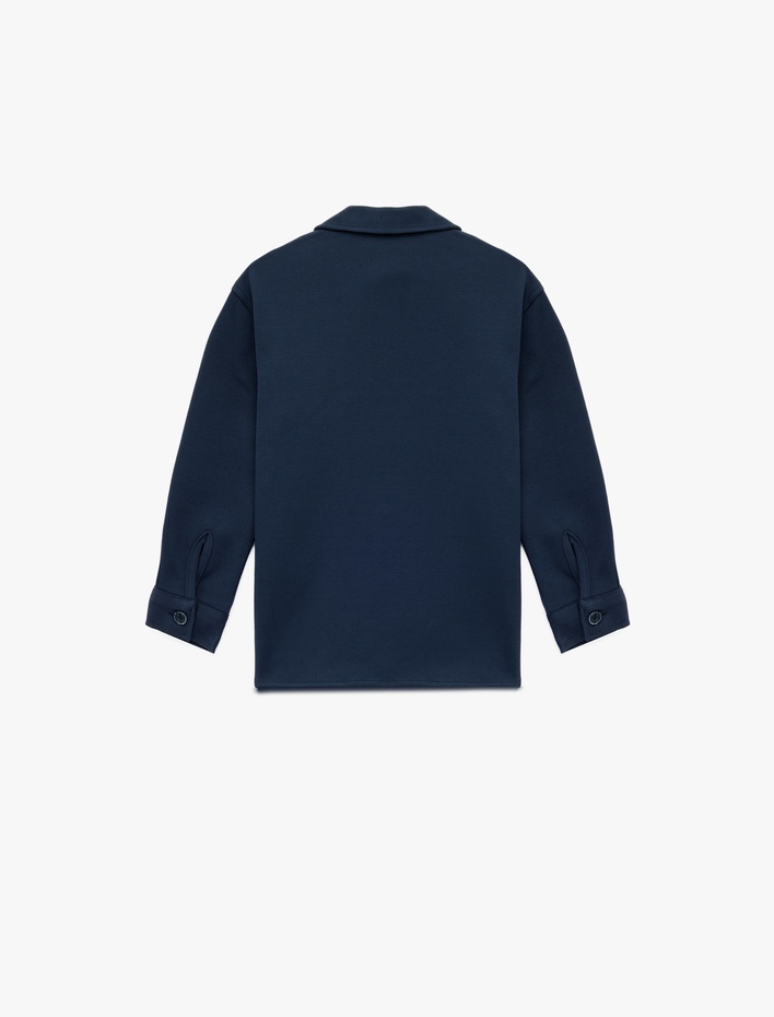 Erkek Çocuk Uzun KolluDüğmeli Tek Cepli Gömlek Ceket