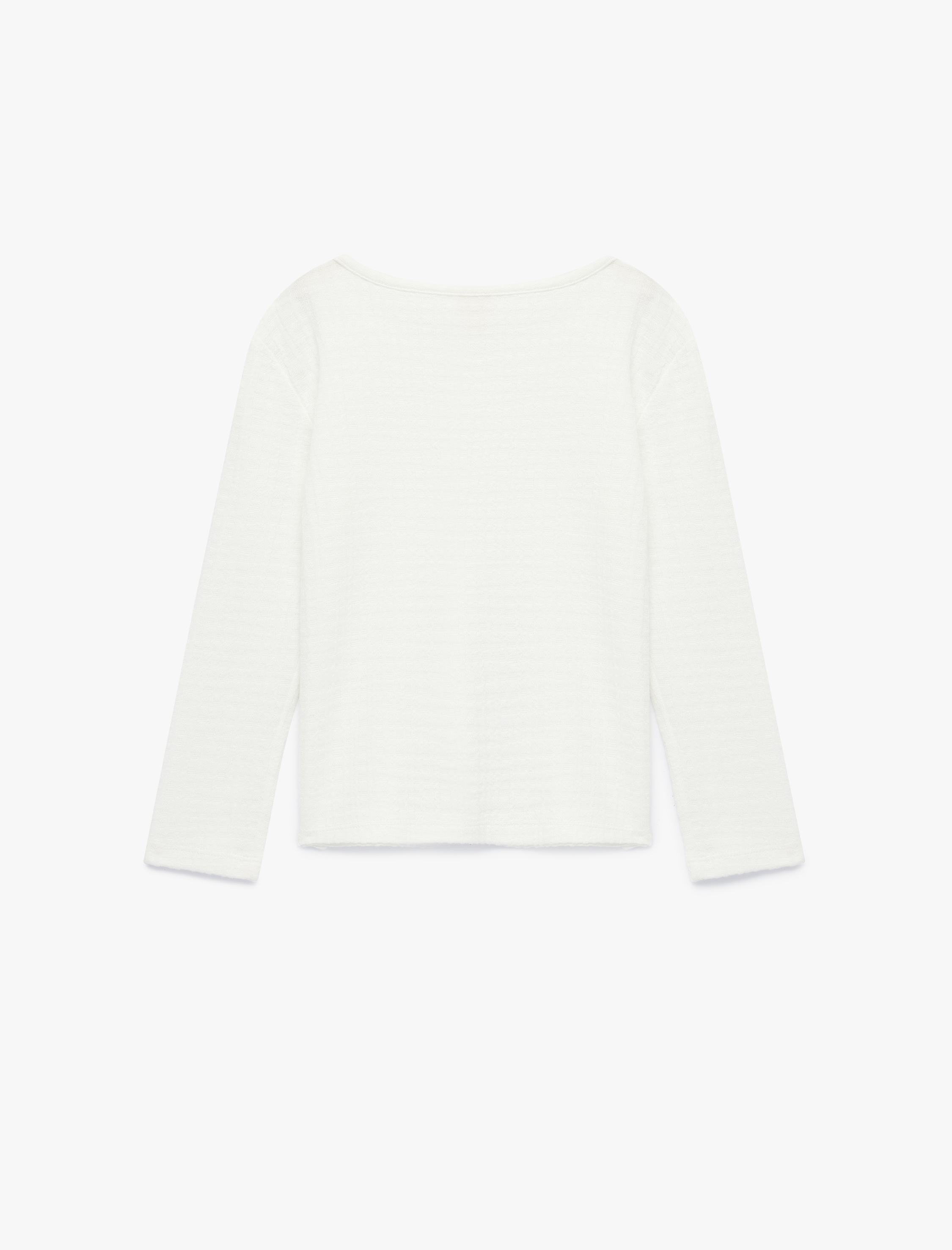  Kız Bebek Viskon Karışımlı Uzun Kollu Bisiklet Yaka Basic Tişört