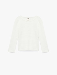 Viskon Karışımlı Uzun Kollu Bisiklet Yaka Basic Tişört