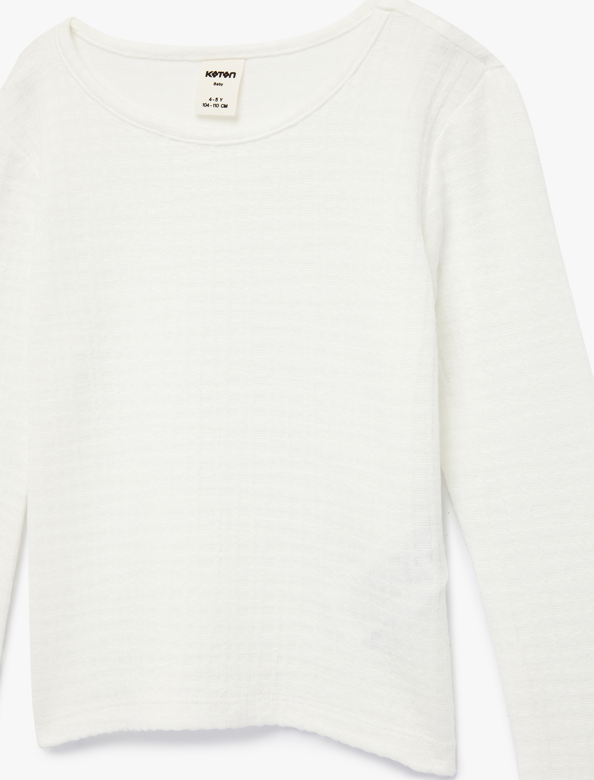  Kız Bebek Viskon Karışımlı Uzun Kollu Bisiklet Yaka Basic Tişört