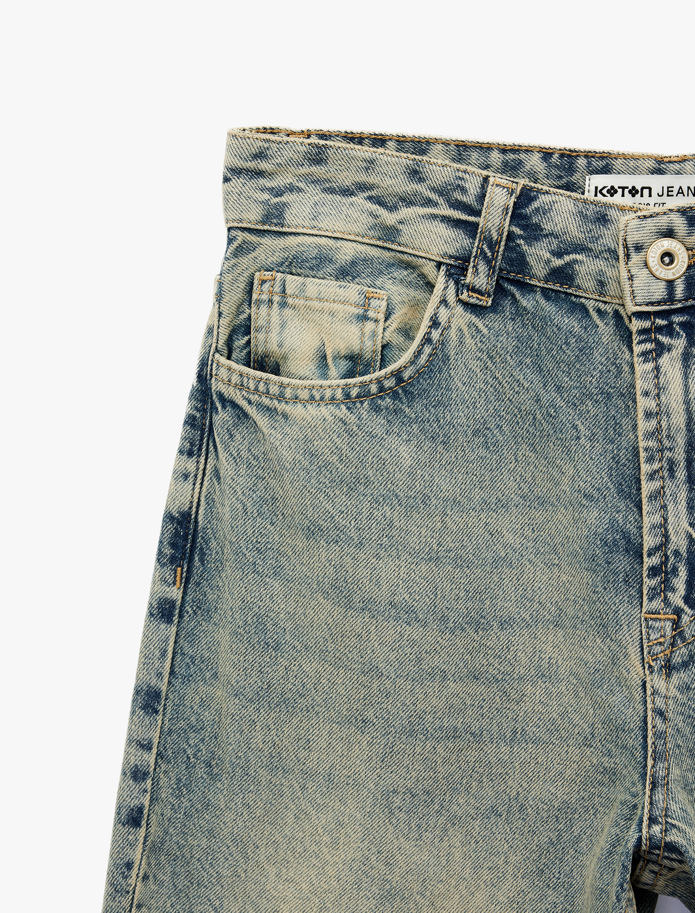   Yüksek Bel Cepli Pamuklu Düz Paça Straight Fit Denim Pantolon - Straight Jeans