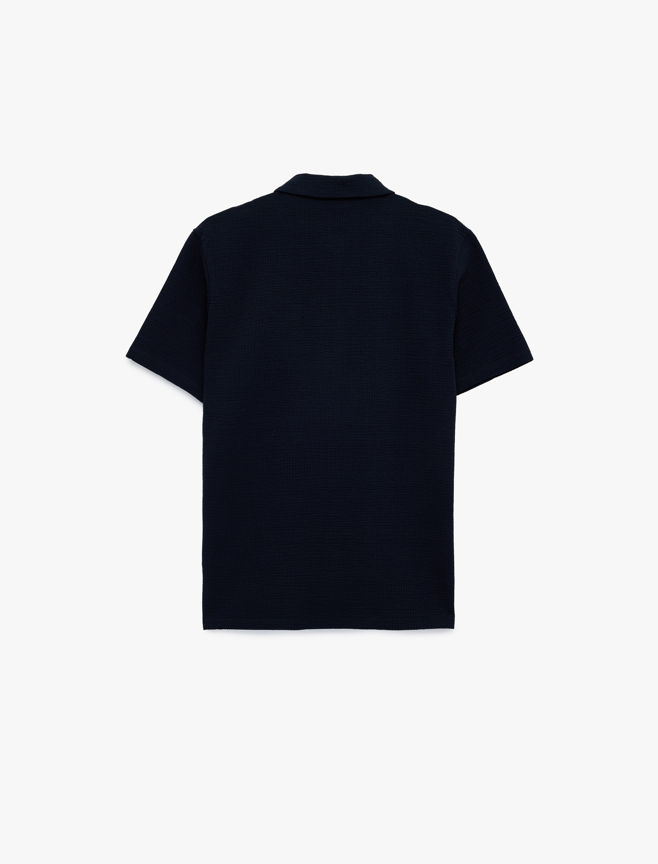   Regular Fit Kısa Kollu Dokulu Pamuklu Polo Yaka Tişört