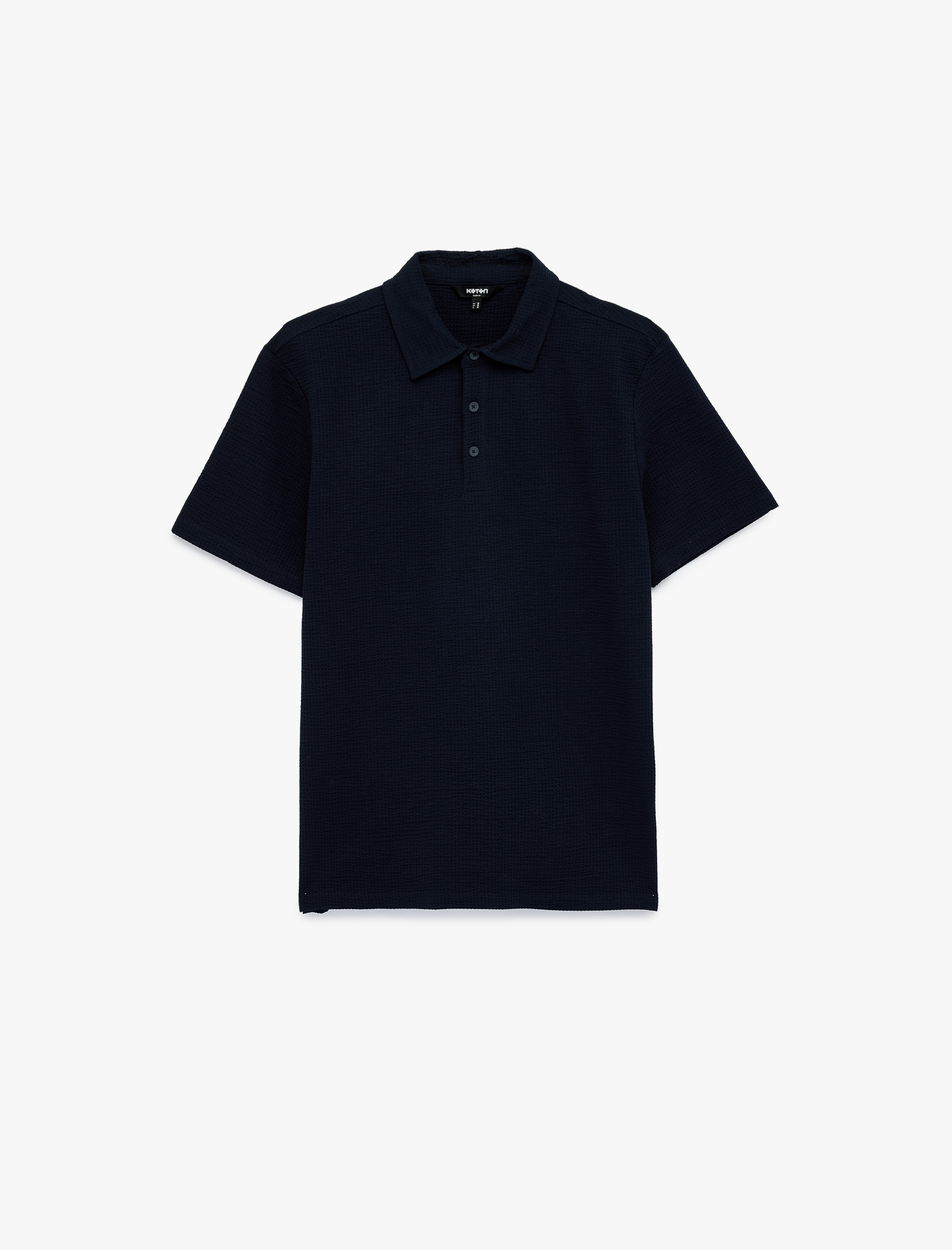   Regular Fit Kısa Kollu Dokulu Pamuklu Polo Yaka Tişört