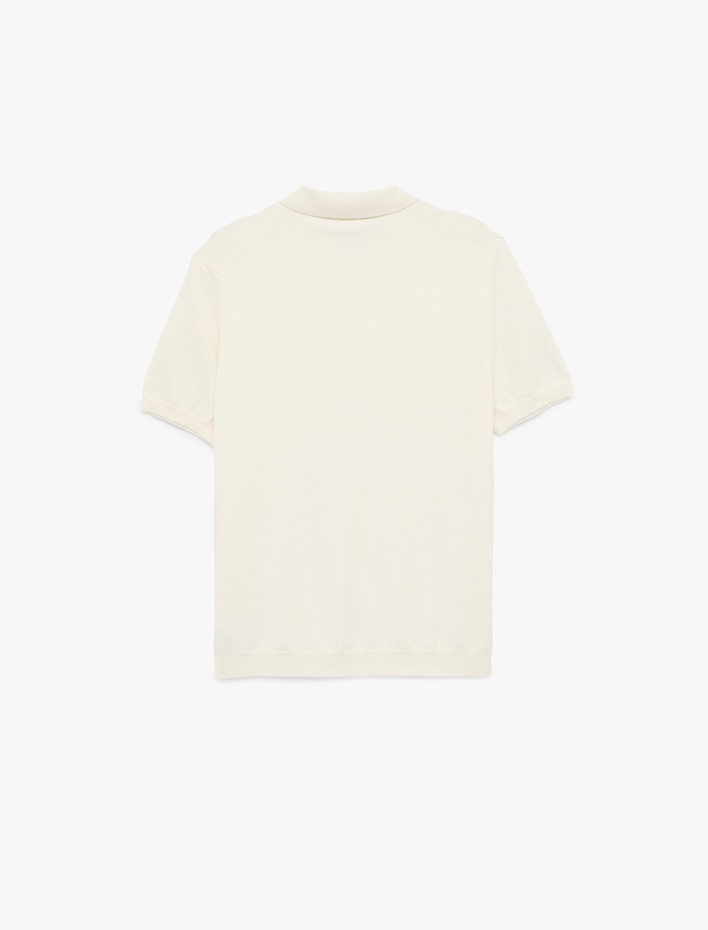  Regular Fit Kol Detaylı Düğmeli Polo Yaka Kısa Kollu Triko Tişört