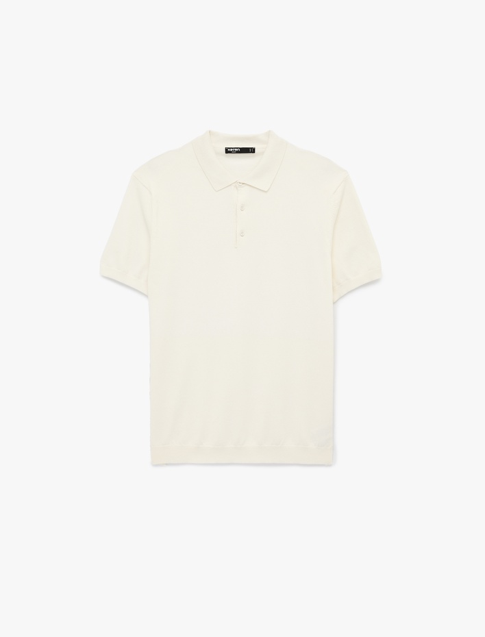  Regular Fit Kol Detaylı Düğmeli Polo Yaka Kısa Kollu Triko Tişört