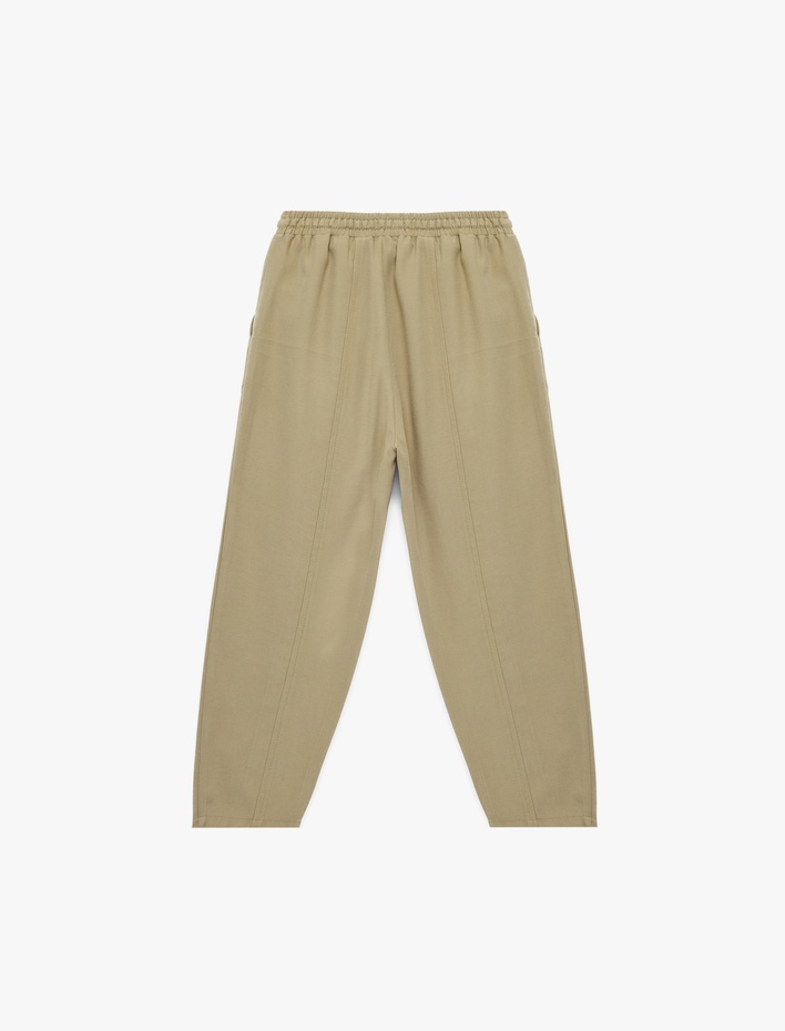 Kız Çocuk Viskon Karışımlı Beli Lastikli Havuç Kesim Pantolon