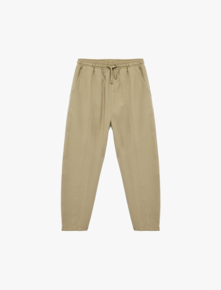 Kız Çocuk Viskon Karışımlı Beli Lastikli Havuç Kesim Pantolon