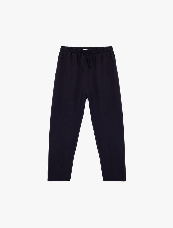 Kız Çocuk Viskon Karışımlı Beli Lastikli Havuç Kesim Pantolon