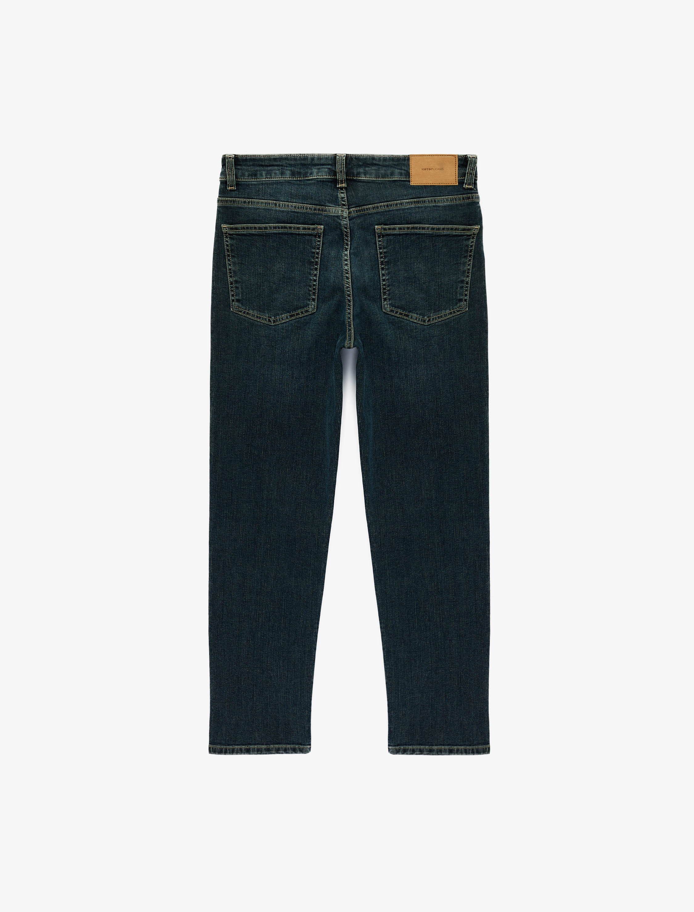   Düz Paça Cepli Düğmeli Normal Bel Pamuklu Straight Fit Denim Pantolon - Straight Jeans