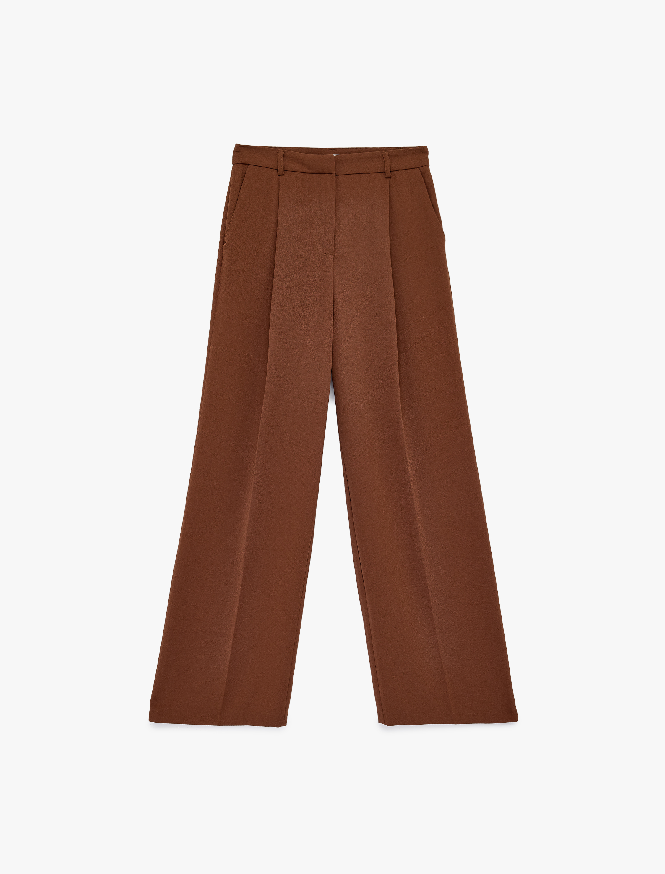   Normal Bel Cep Detaylı Pileli Geniş Paça Pantolon