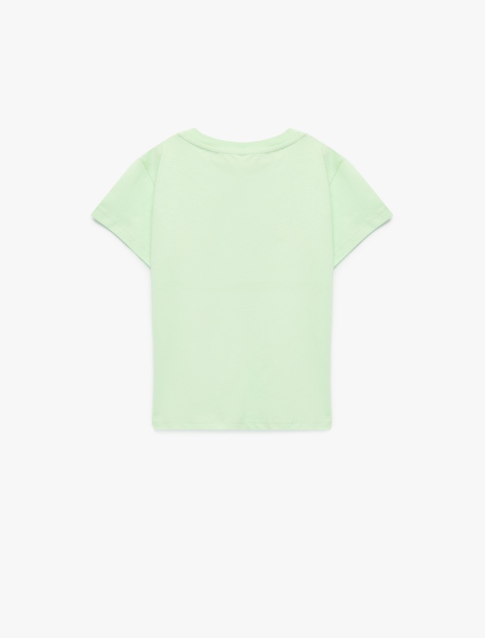 Kız Çocuk Pullu Payetli Kısa Kollu Bisiklet Yaka Pamuklu Tişört