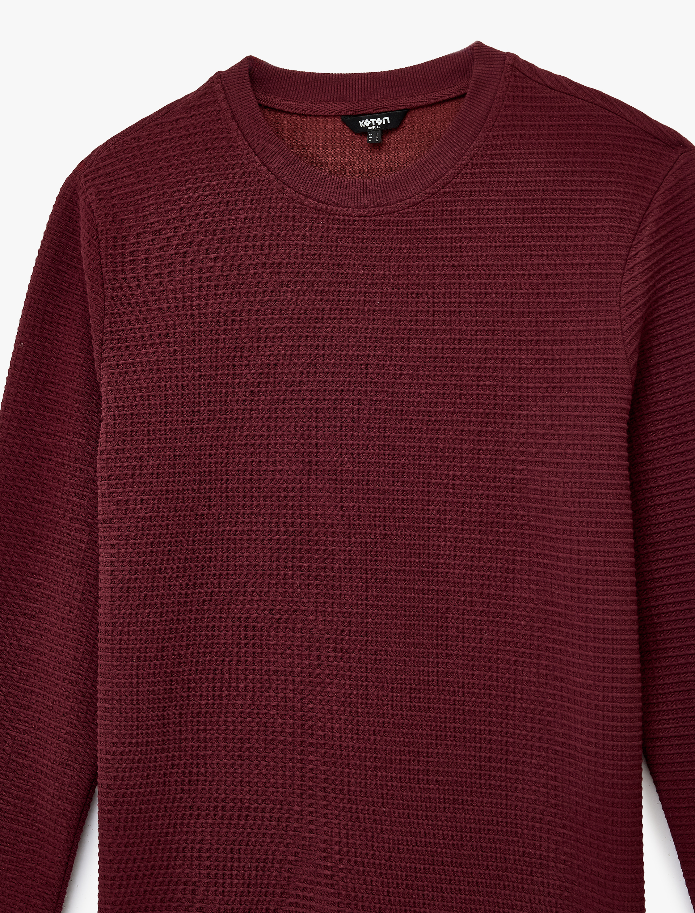   Regular Fit Uzun Kollu Dokulu Bisiklet Yaka Sweatshirt