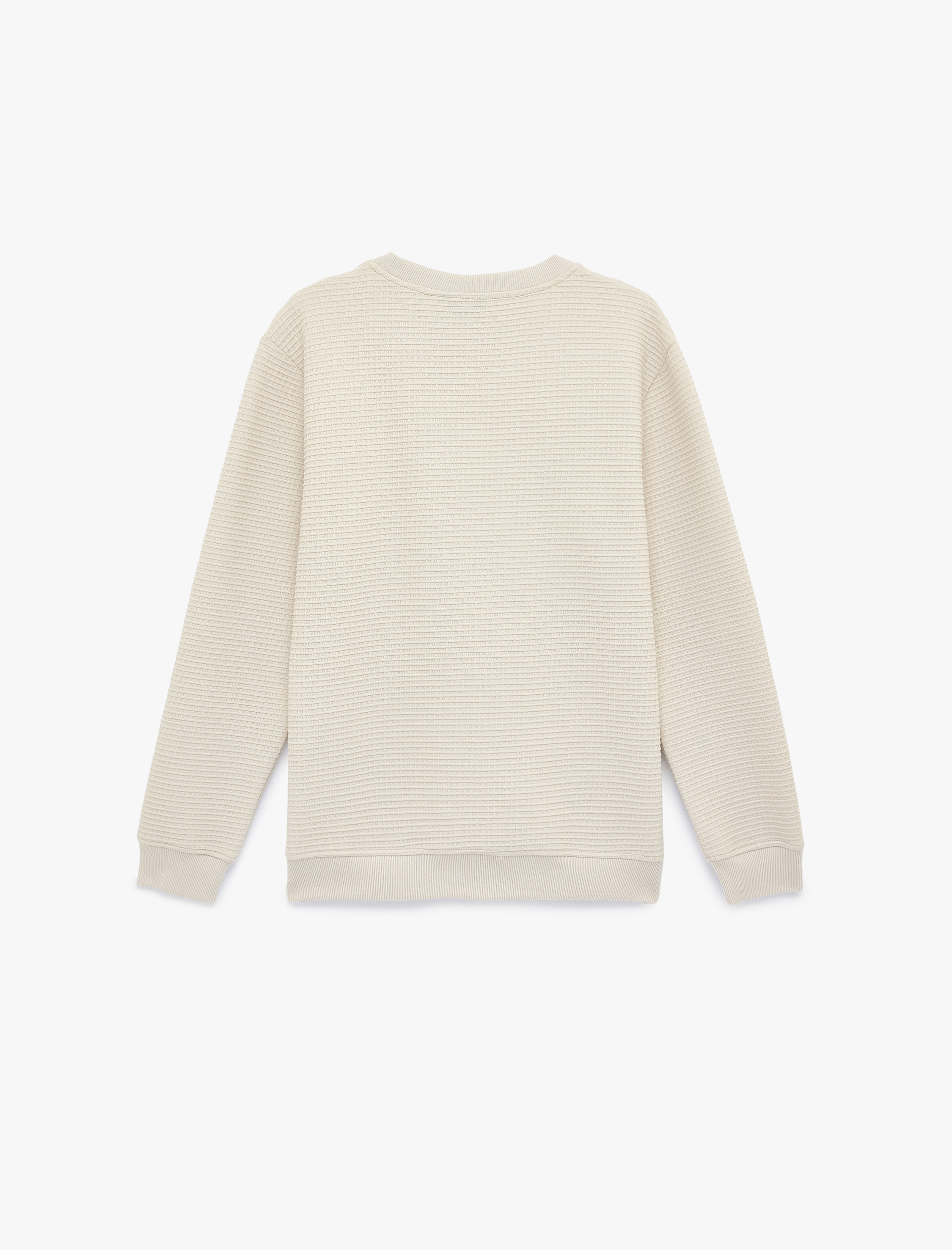   Regular Fit Uzun Kollu Dokulu Bisiklet Yaka Sweatshirt