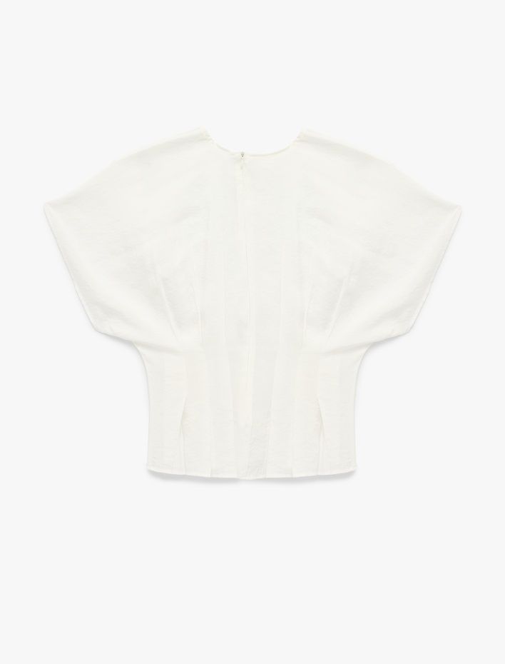  Bisiklet Yaka Regular Fit Modal Kolsuz Drapeli Bluz