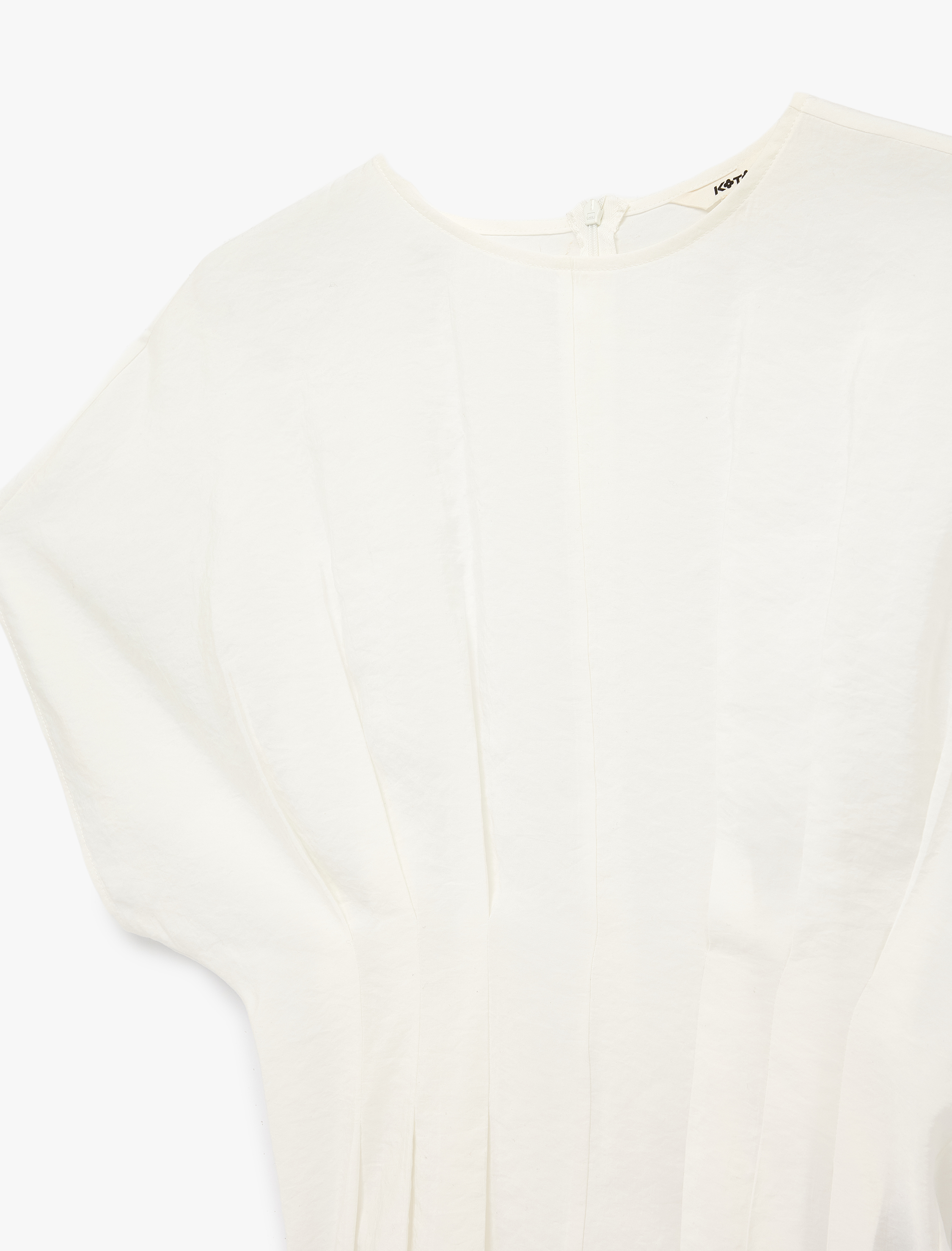   Bisiklet Yaka Regular Fit Modal Kolsuz Drapeli Bluz