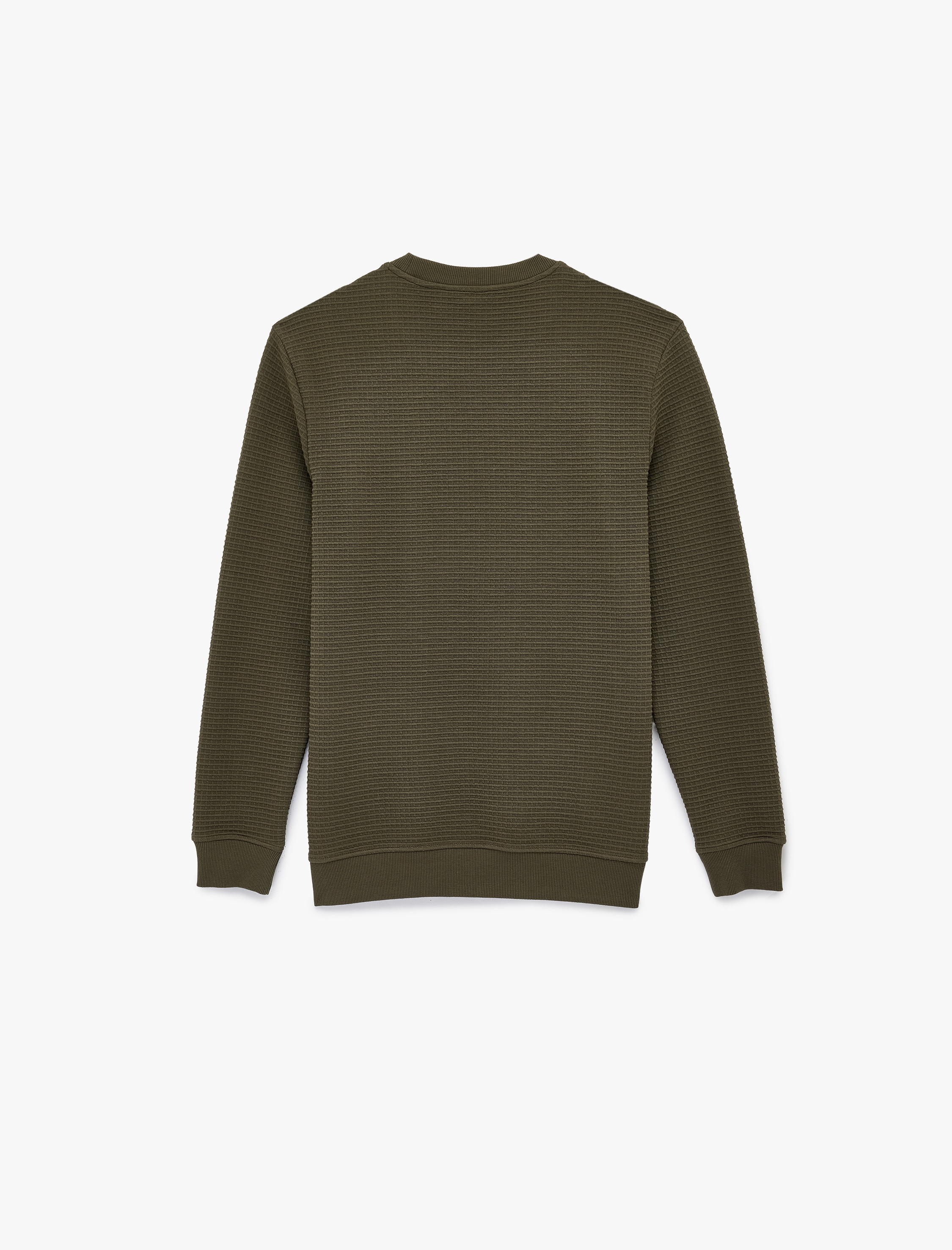   Regular Fit Uzun Kollu Dokulu Bisiklet Yaka Sweatshirt