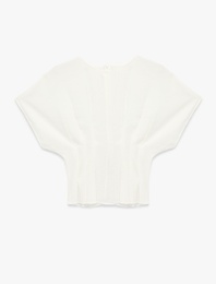 Bisiklet Yaka Regular Fit Modal Kolsuz Drapeli Bluz