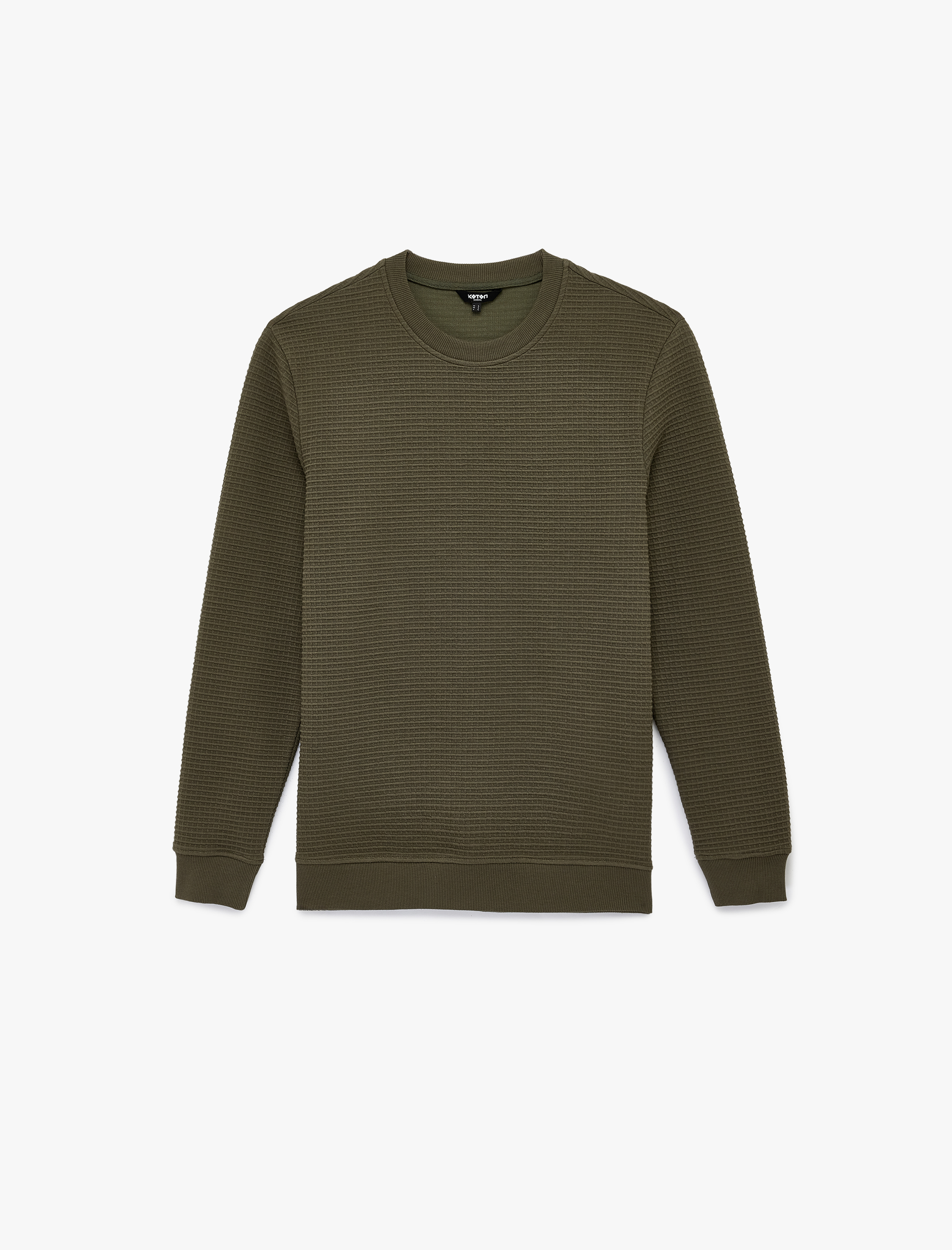   Regular Fit Uzun Kollu Dokulu Bisiklet Yaka Sweatshirt