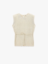 Kolsuz Bisiklet Yaka Bağlama Detaylı Vatkalı Bluz