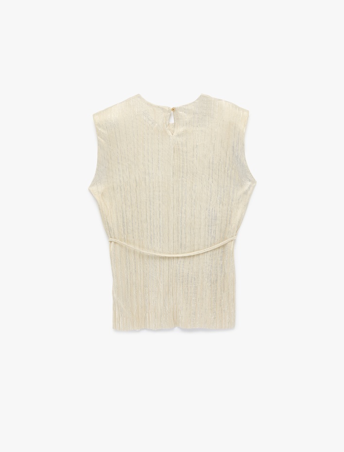  Kolsuz Bisiklet Yaka Bağlama Detaylı Vatkalı Bluz