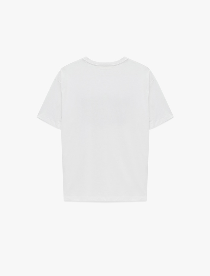  Regular Fit Kısa Kollu Bisiklet Yaka Pamuklu Baskılı Tişört