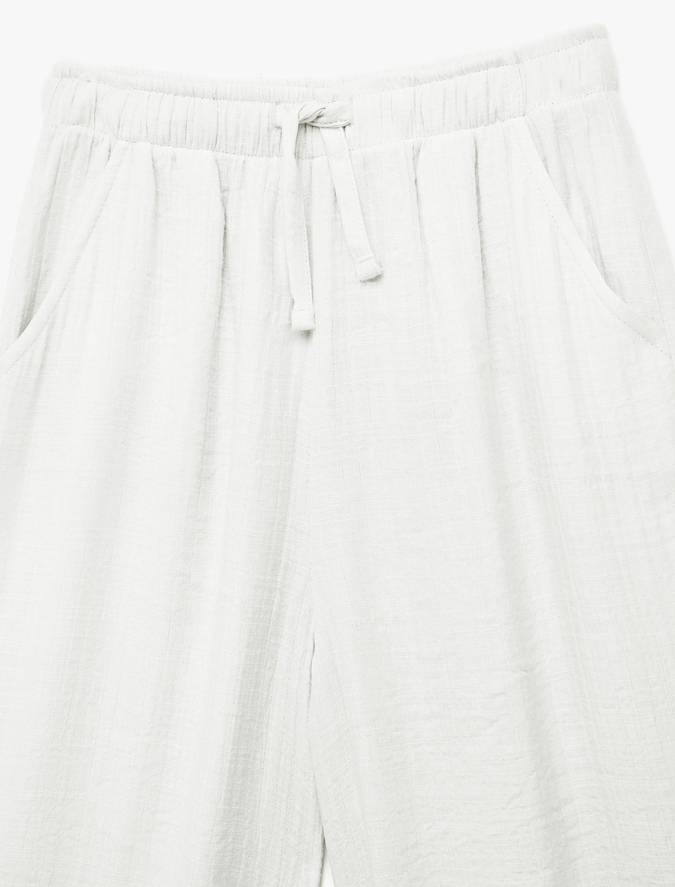  Kız Çocuk Beli Bağlamalı Viskon Karışımlı Geniş Paça Pantolon