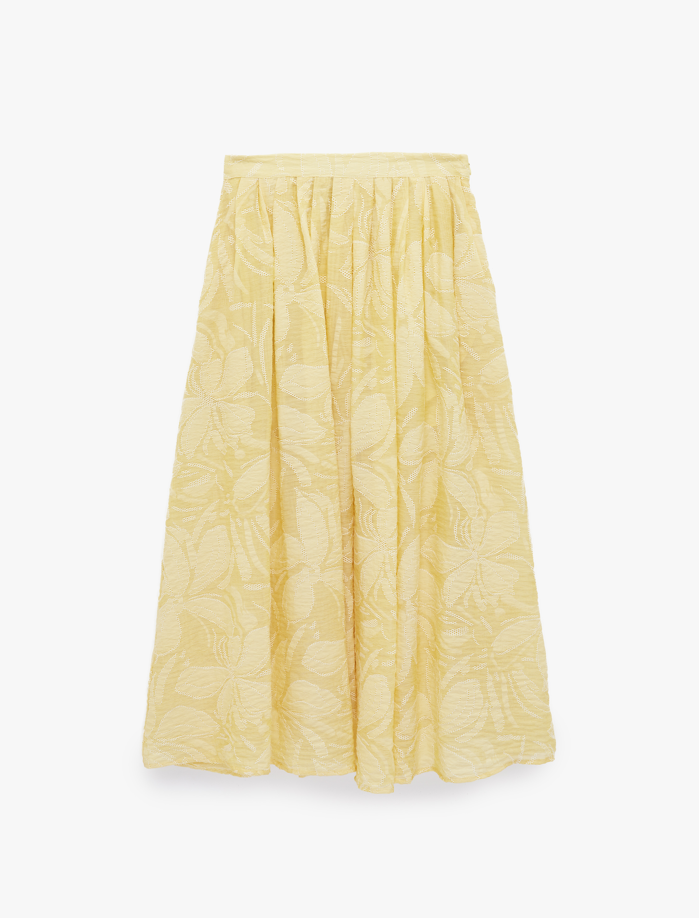   Bol Kalıp Desenli Cepli Viskon Kloş Midi Etek