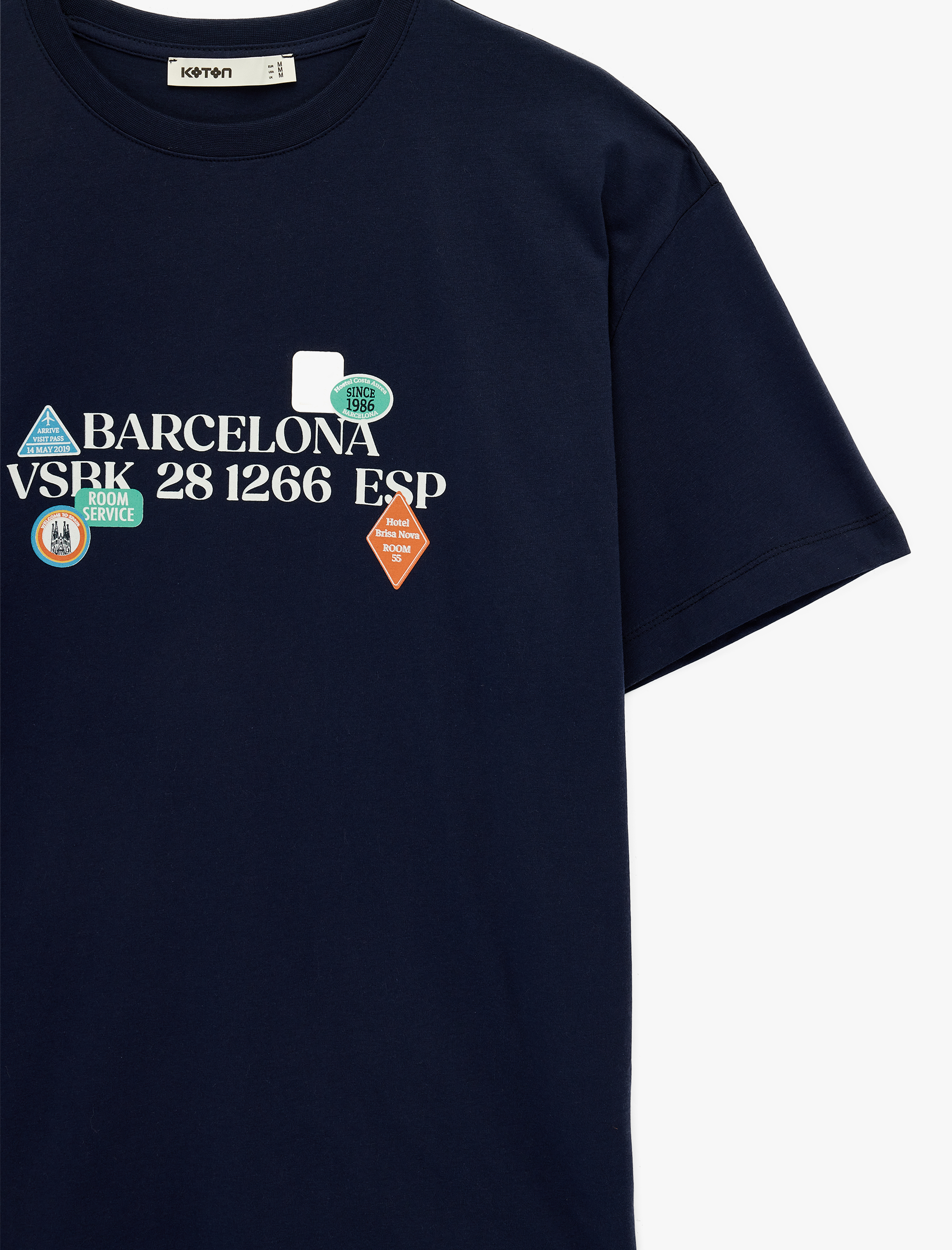   Kısa Kollu Bisiklet Yaka Pamuklu Baskılı Oversize Tişört