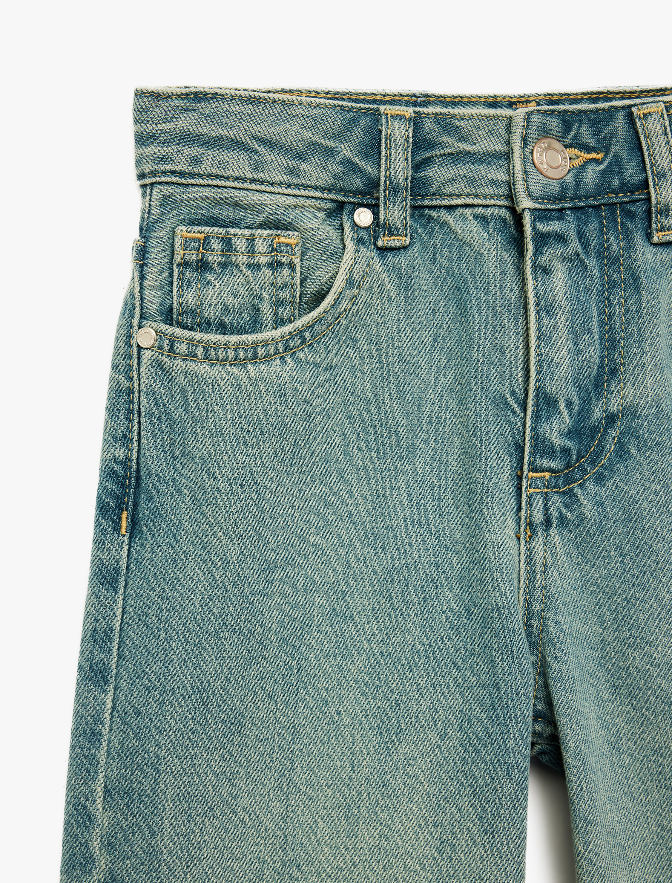  Kız Çocuk Pamuklu Geniş Paça Denim Pantolon