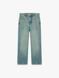 Pamuklu Geniş Paça Denim Pantolon