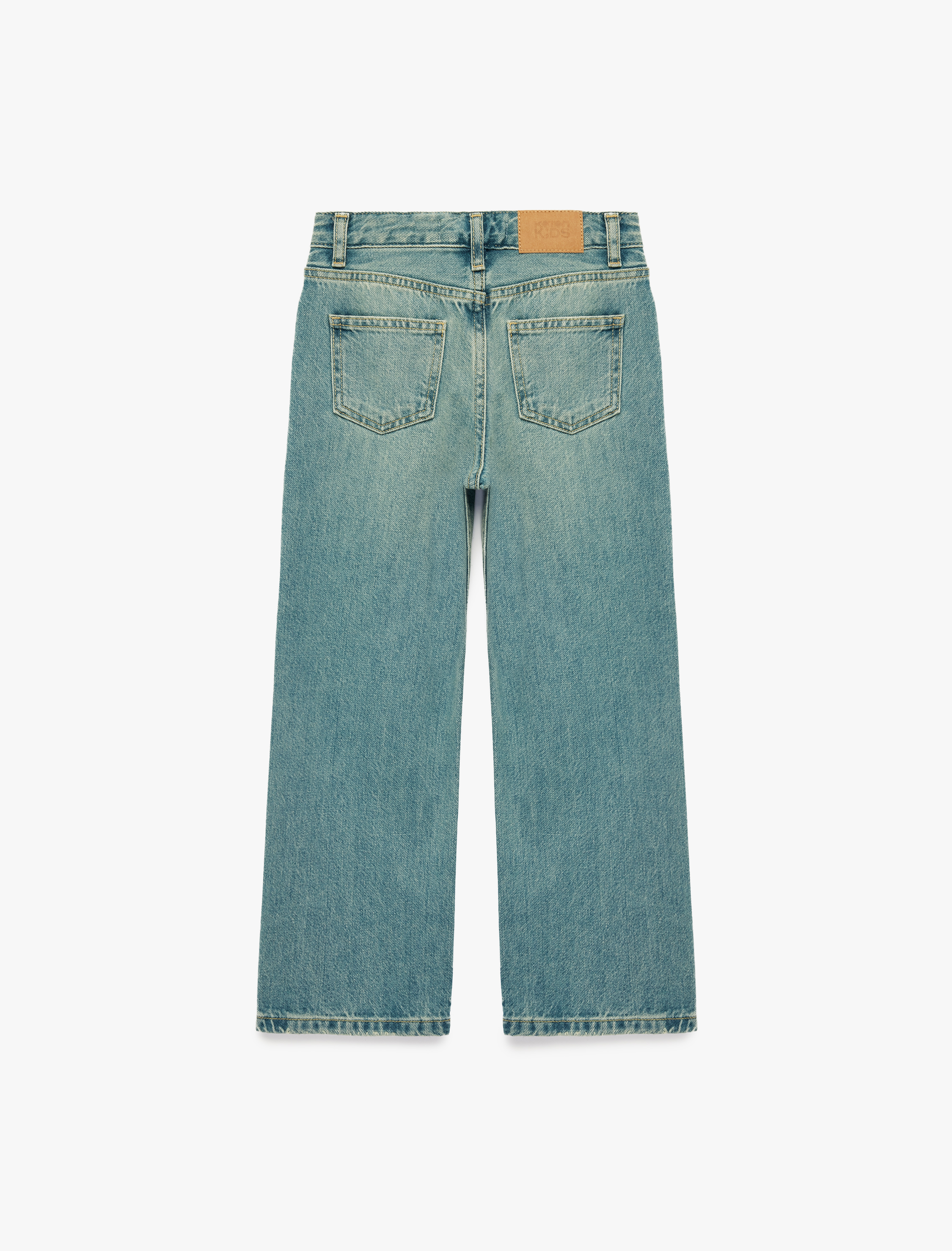  Kız Çocuk Pamuklu Geniş Paça Denim Pantolon