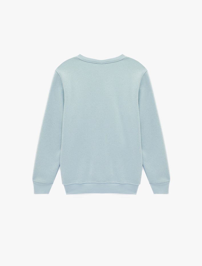  Regular Fit Uzun Kollu Bisiklet Yaka Baskılı Sweatshirt