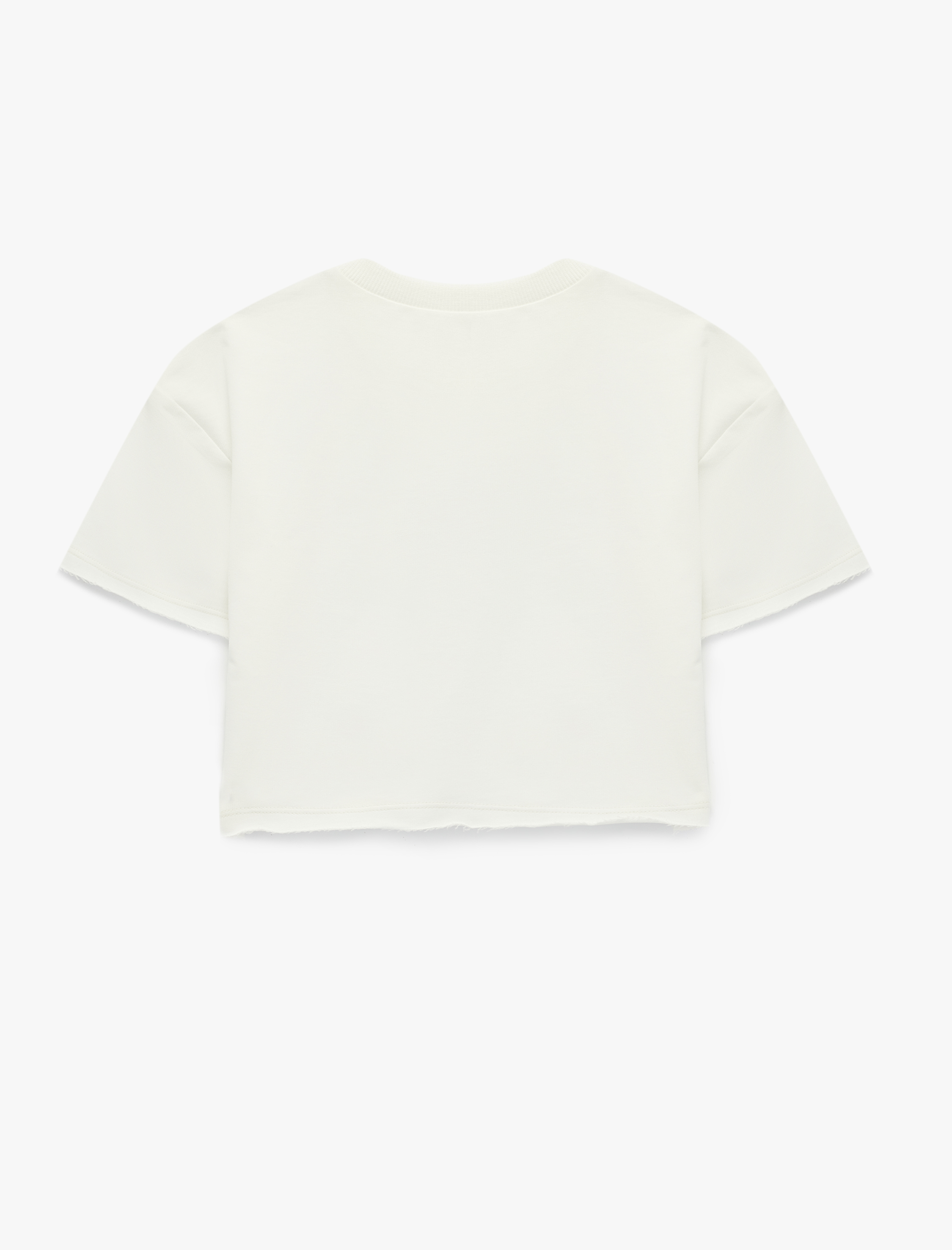  Kız Çocuk Pamuklu Kısa Kollu Bisiklet Yaka Baskılı Crop Tişört