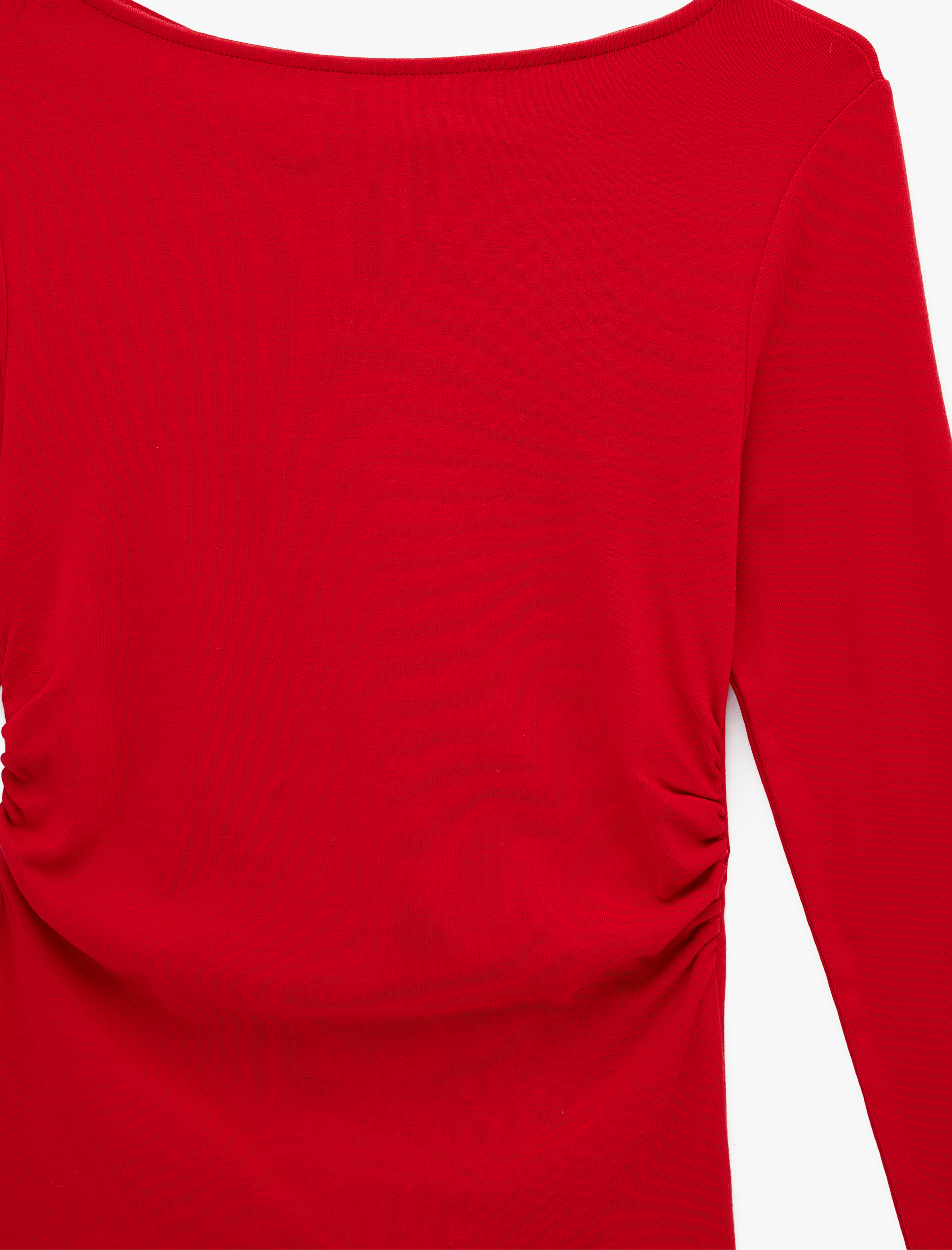   Pamuklu Slim Fit Geniş Yuvarlak Yaka Uzun Kollu Tişört