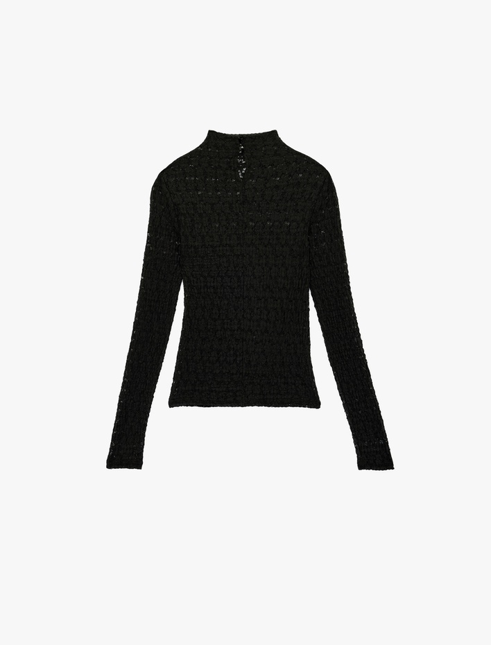  Uzun Kollu Dik Yaka Regular Fit Bluz