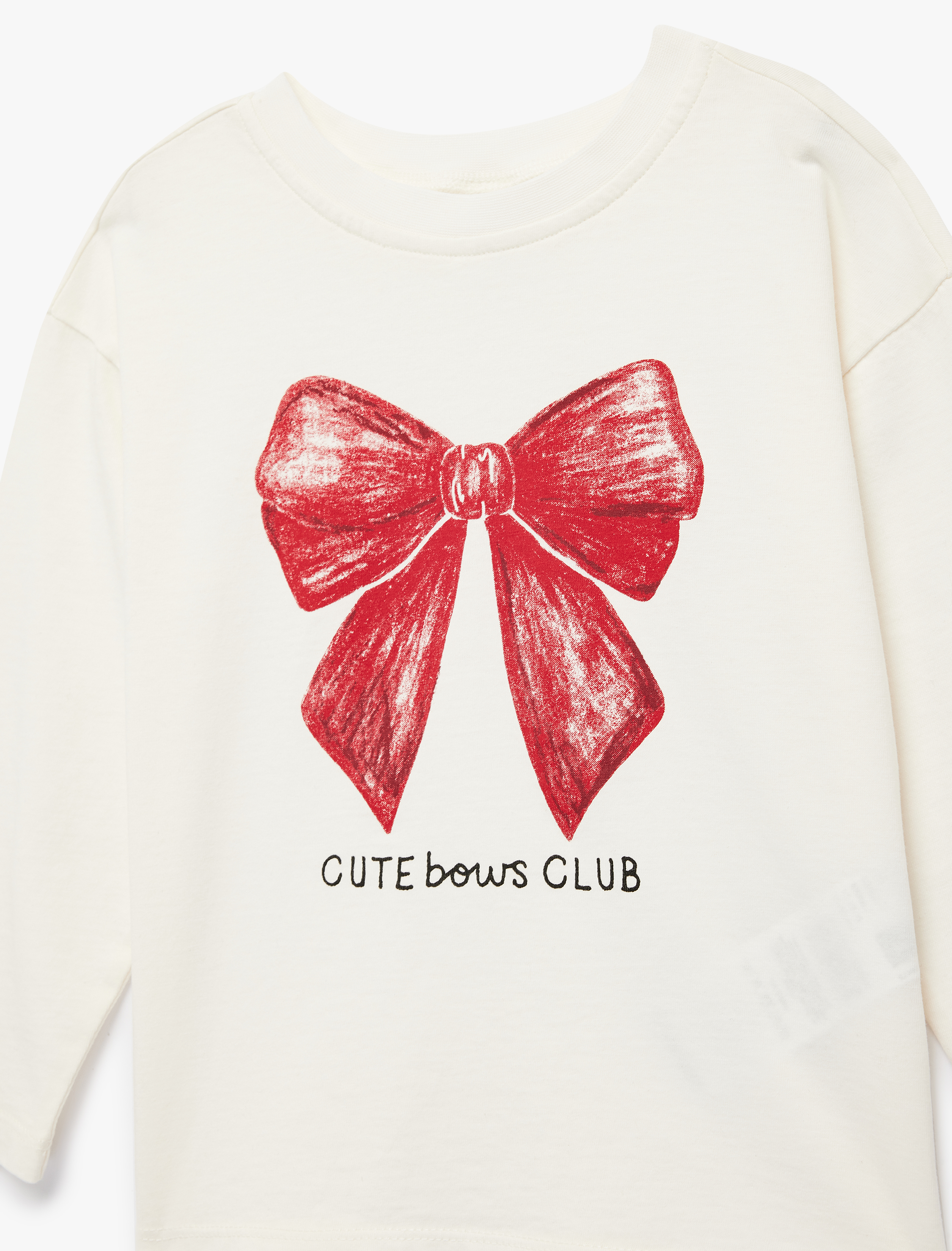  Kız Bebek Pamuklu Uzun Kollu Bisiklet Yaka Fiyonk Baskılı Tişört