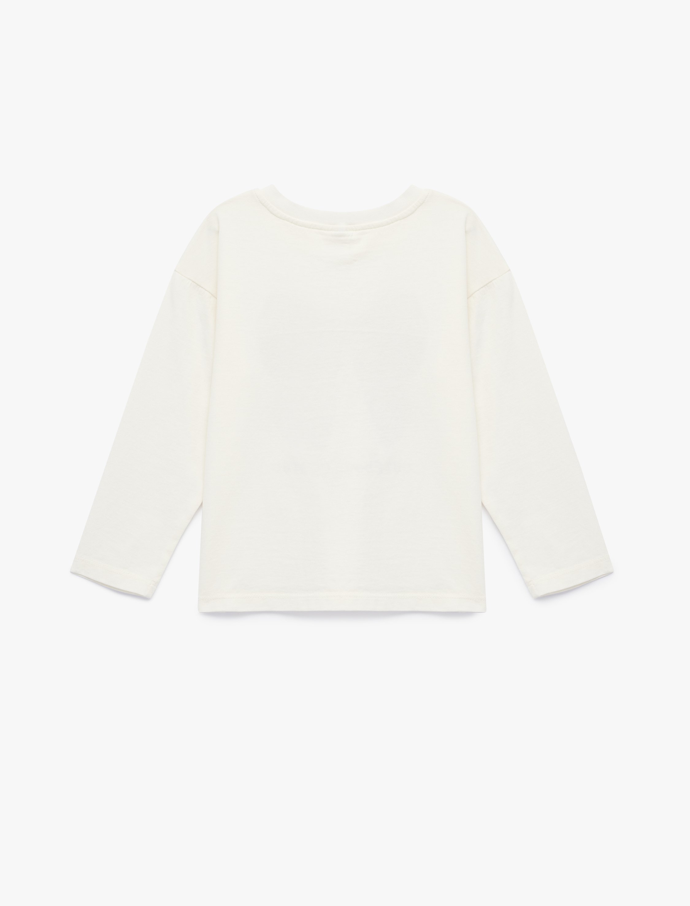  Kız Bebek Pamuklu Uzun Kollu Bisiklet Yaka Fiyonk Baskılı Tişört