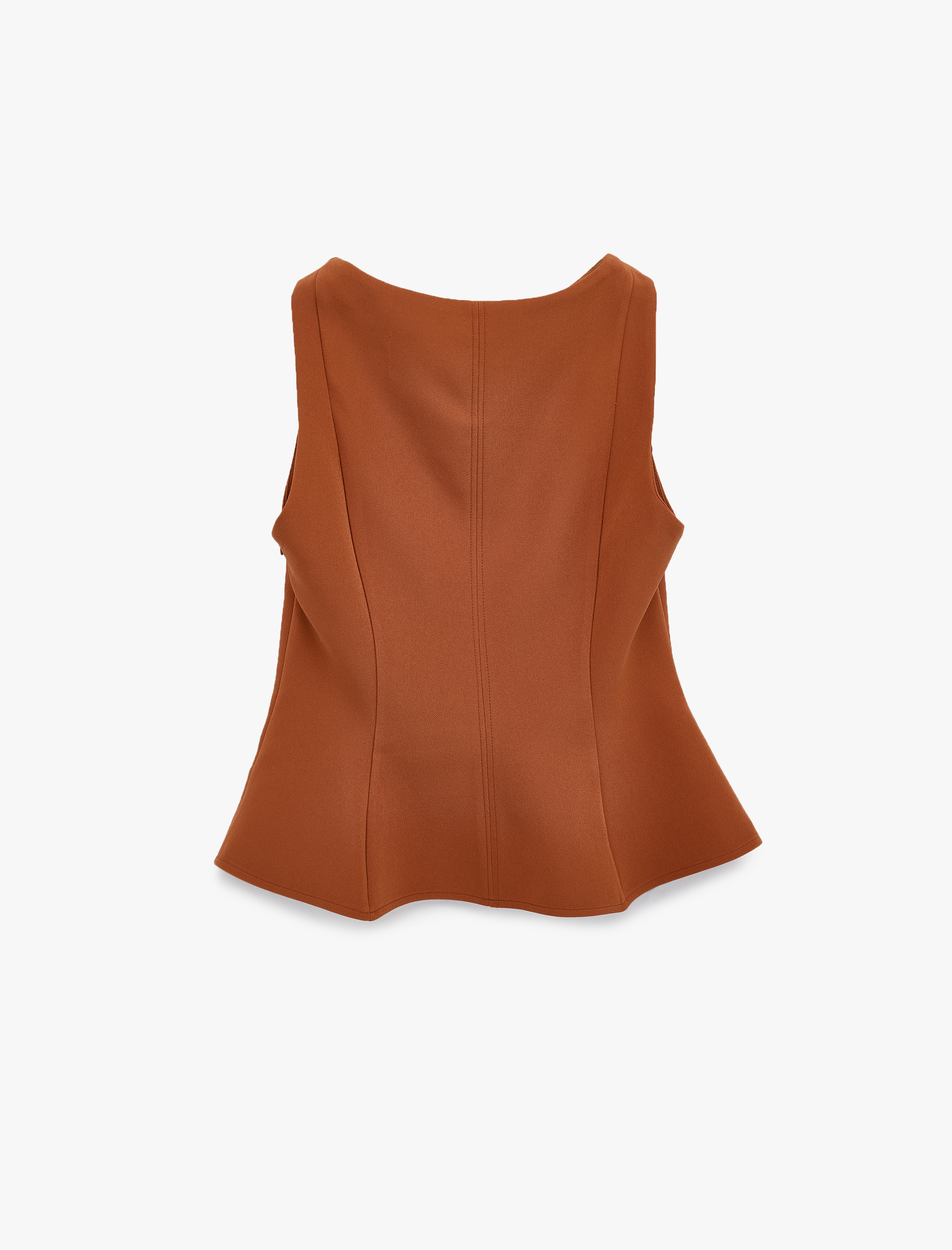   Slim Fit Asimetrik Peplum Bisiklet Yaka Kolsuz Bluz