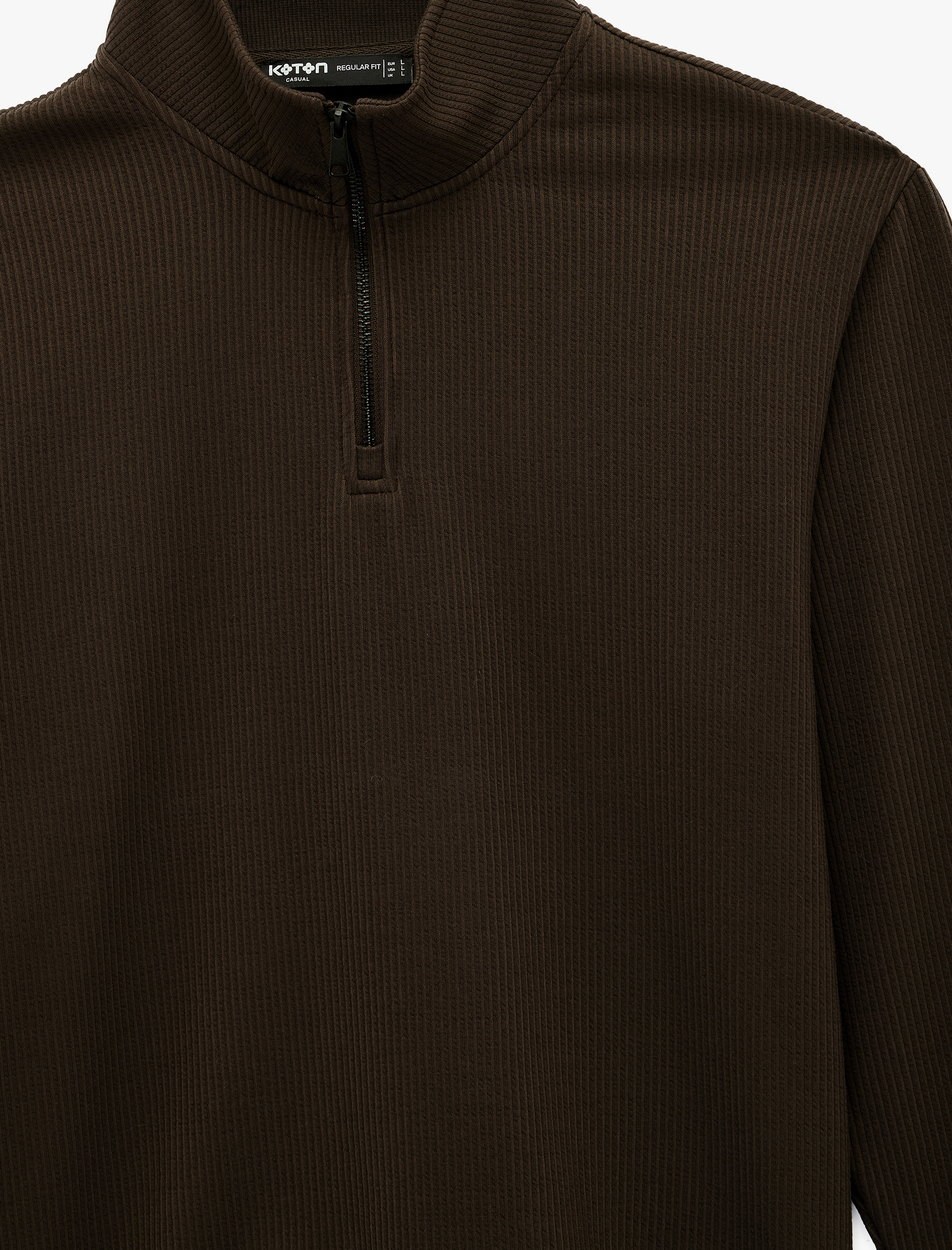   Uzun Kollu Regular Fit Yarım Fermuarlı Sweatshirt