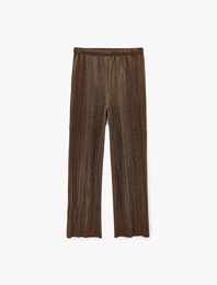 Yüksek Lastikli Bel Bol Paça Piliseli Pantolon