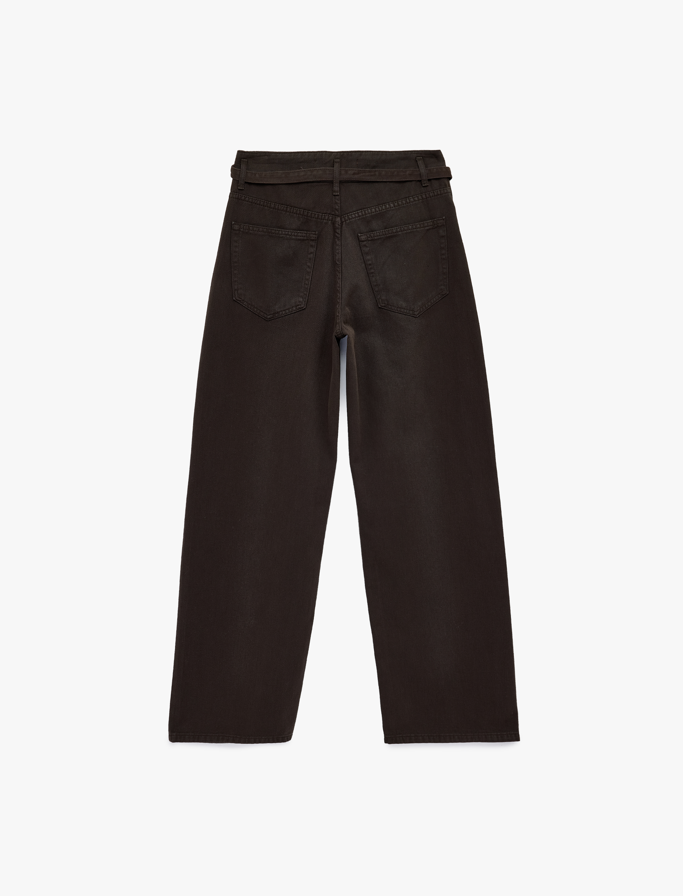   Pamuklu Yüksek Bel Kemerli Geniş Paça Pantolon - Wide Leg Jeans