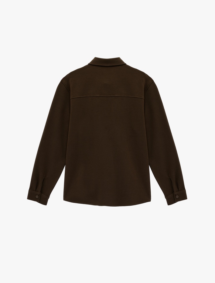  Regular Fit Cepli Çıtçıt Düğme Detaylı Klasik Yaka Uzun Kollu Gömlek Ceket