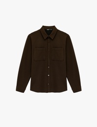 Regular Fit Cepli Çıtçıt Düğme Detaylı Klasik Yaka Uzun Kollu Gömlek Ceket