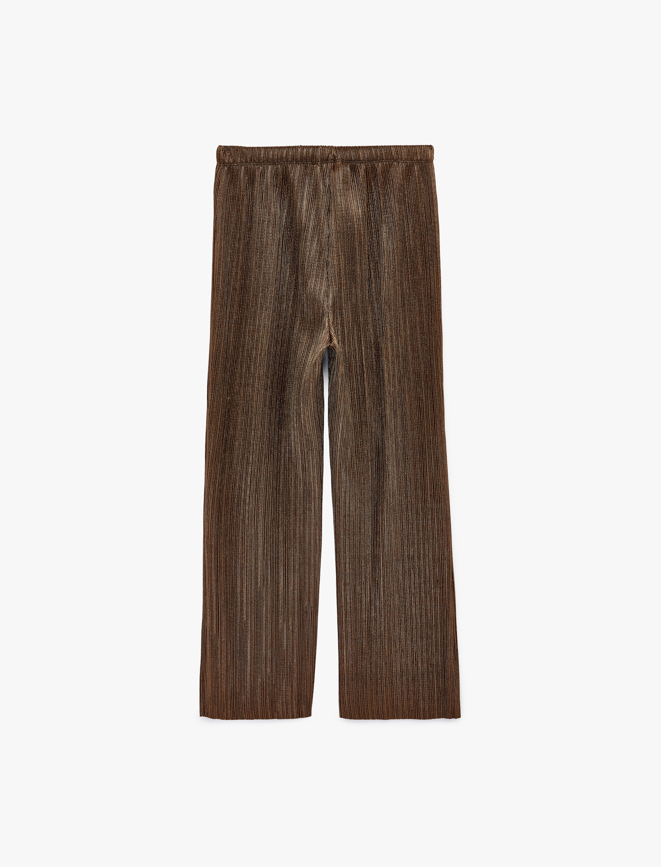   Yüksek Lastikli Bel Bol Paça Piliseli Pantolon