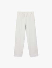 Beli Bağcıklı Viskon Karışımlı Nervürlü Basic Eşofman Altı