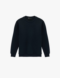 Regular Fit Uzun Kollu Şardonlu Basic Bisiklet Yaka Sweatshirt