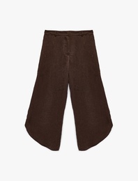 Yüksek Bel Dokulu Fermuarlı Harem Pantolon