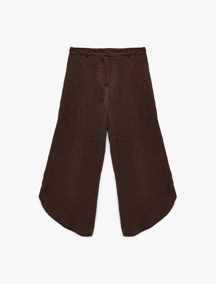  Yüksek Bel Dokulu Fermuarlı Harem Pantolon